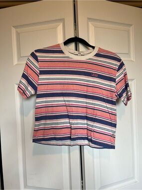 Vans Striped Pink, Navy & White Cropped Tee